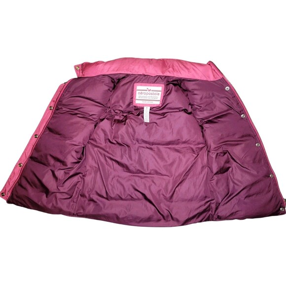 Vtg Aeropostale Down Feathers Filled Puffer Vest Womens MED Pink Colorblock 80s - Picture 6 of 9